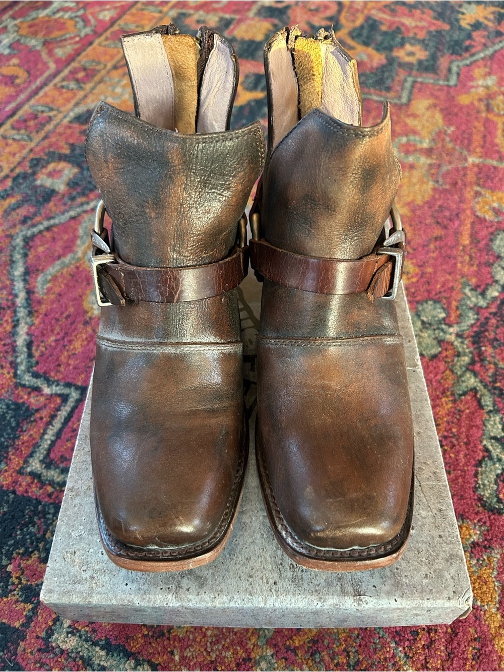 Freebird by Steven | Women's Brown Leather Truce Back Zip Harness Ankle Boots 8 - Picture 5 of 16